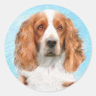 Adesivo Redondo Welsh Springer Spaniel Painting - Arte Original de