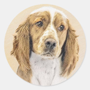 Adesivo Redondo Welsh Springer Spaniel Painting - Arte Original De