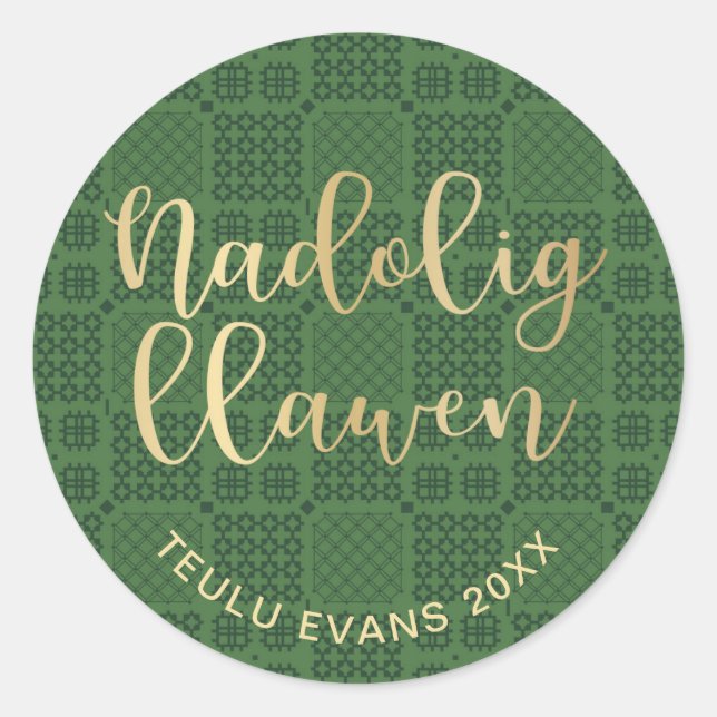 Adesivo Redondo Welsh Tapeçaria, Carthen Blanket Design (Frente)