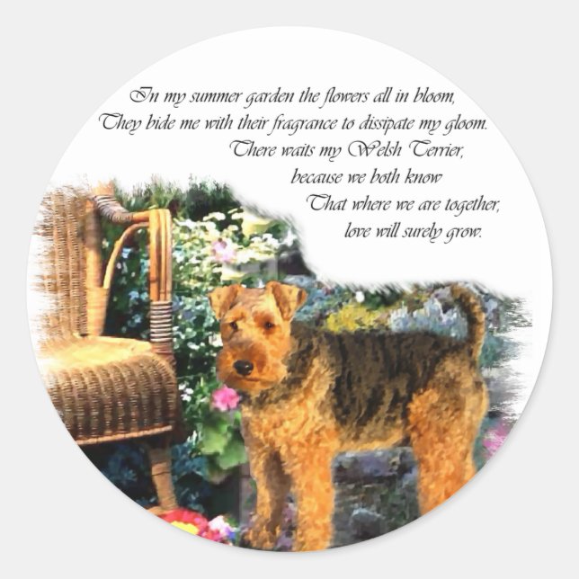 Adesivo Redondo Welsh Terrier Art Gifts (Frente)