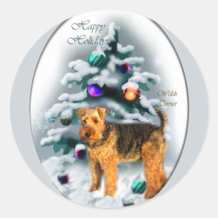 Adesivo Redondo Welsh Terrier Christmas Gifts