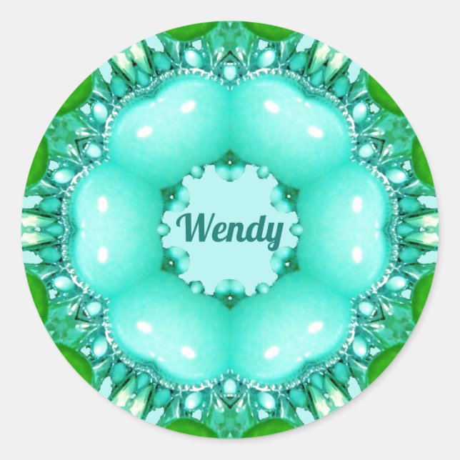 Adesivo Redondo WENDY ~ Bright Abstrato Fractal Patterno ~ Clássic (Frente)