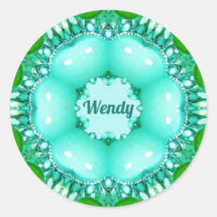 Adesivo Redondo WENDY ~ Bright Abstrato Fractal Patterno ~ Clássic