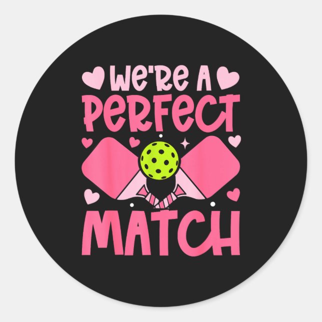 Adesivo Redondo We're A Match Ckleball Couple Paddle Hearts Valent (Frente)