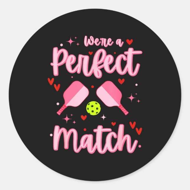 Adesivo Redondo We're A Perfect Match Funny Ckleball Valentines Da (Frente)