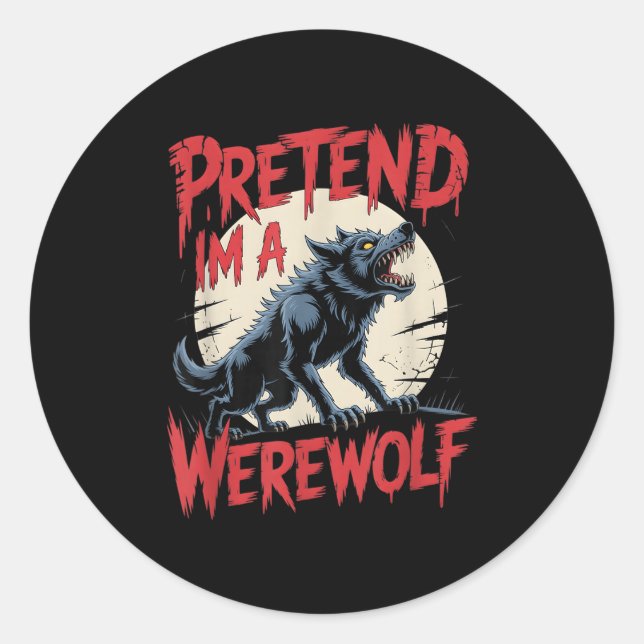 Adesivo Redondo Werewolf Costume  (Frente)