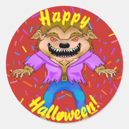 Adesivo Redondo Werewolf Halloween Stickers