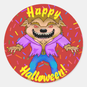 Adesivo Redondo Werewolf Halloween Stickers
