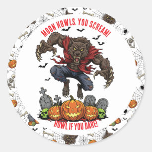 Adesivo Redondo 🐺 Werewolf Halloween Stickers & Labels 🎃 💀