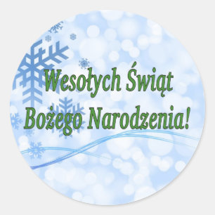 Adesivo Redondo Wesołych Świąt ...! Feliz Natal no Gf polonês