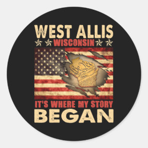 Adesivo Redondo West Allis Wisconsin Usa Flag 4 De Julho