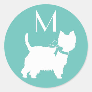Adesivo Redondo West Highland Terrier Dog Puppy Westie