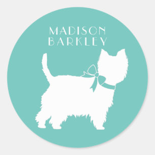Adesivo Redondo West Highland Terrier Dog Puppy Westie