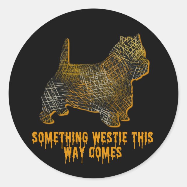 Adesivo Redondo West Highland Terrier Dog Silhoueen Diversão Hallo (Frente)