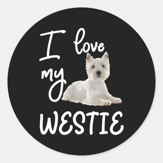 Adesivo Redondo West Highland Terrier I Love My Westie (Frente)
