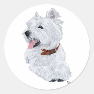 Adesivo Redondo West Highland White Terrier Alegre