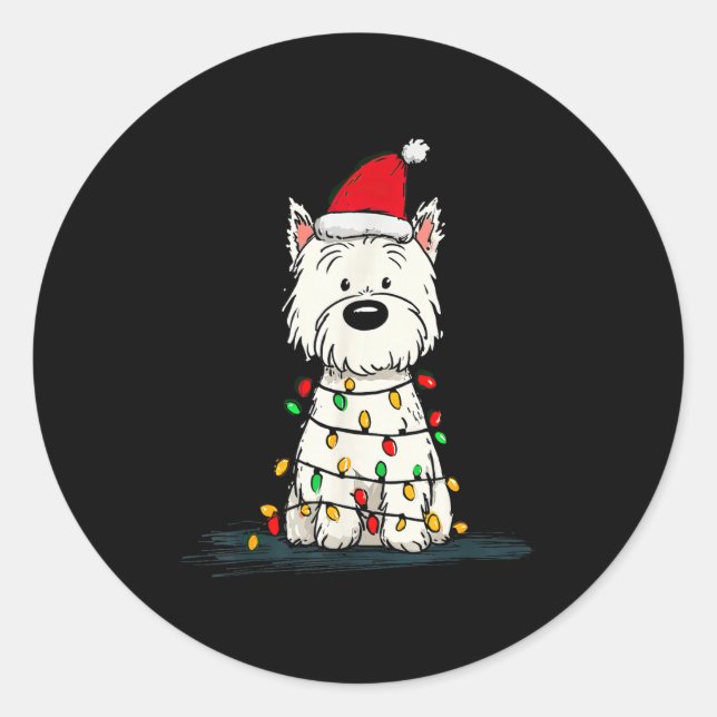 Adesivo Redondo West Highland White Terrier Christmas Graphics Dog (Frente)