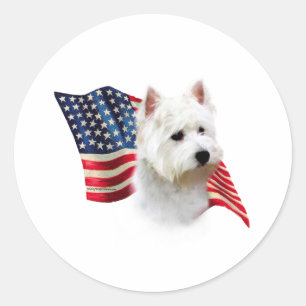 Adesivo Redondo West Highland White Terrier Flag
