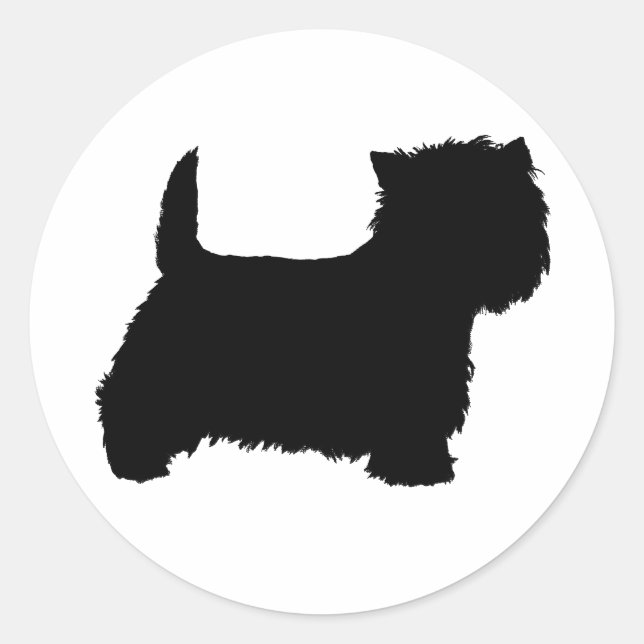 Adesivo Redondo West Highland White Terrier Silhouette (Frente)