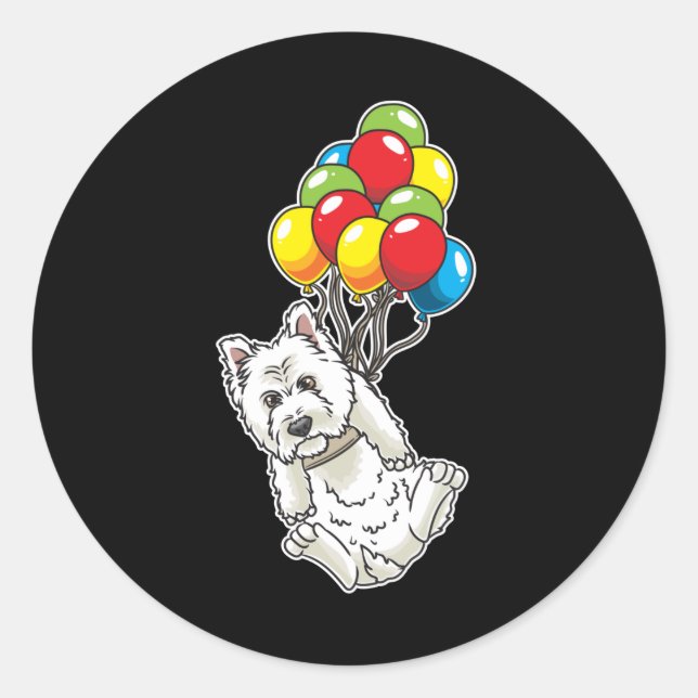 Adesivo Redondo West Highland White Terrier Westie Gifts (Frente)