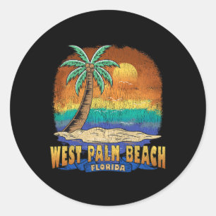 Adesivo Redondo West Palm Beach Flórida Vintage angustiou Souveni
