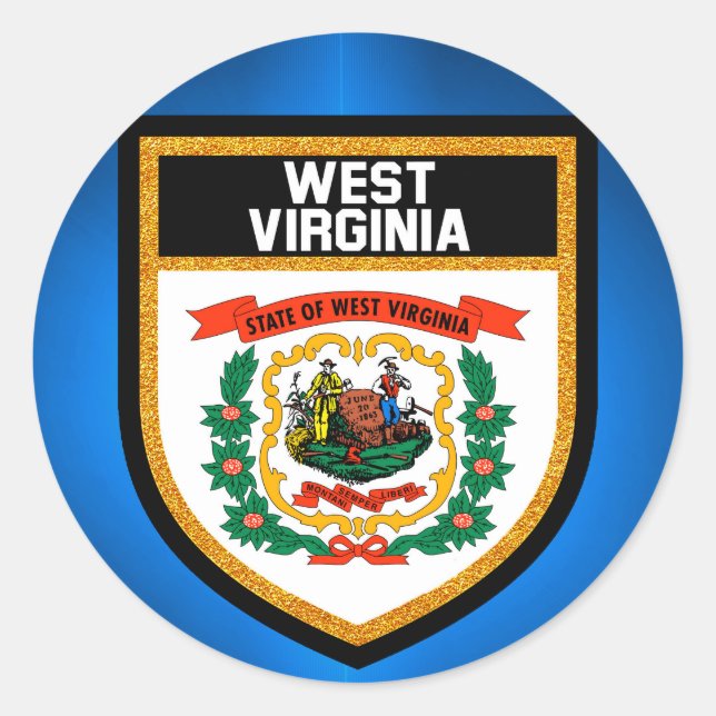 Adesivo Redondo West Virginia Flag (Frente)