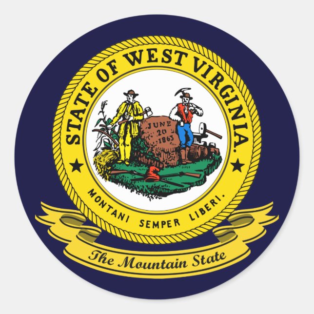 Adesivo Redondo West Virginia Seal (Frente)