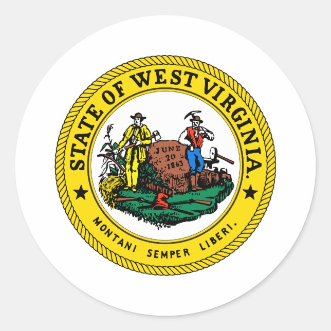 Adesivo Redondo West Virginia State Seal (Frente)