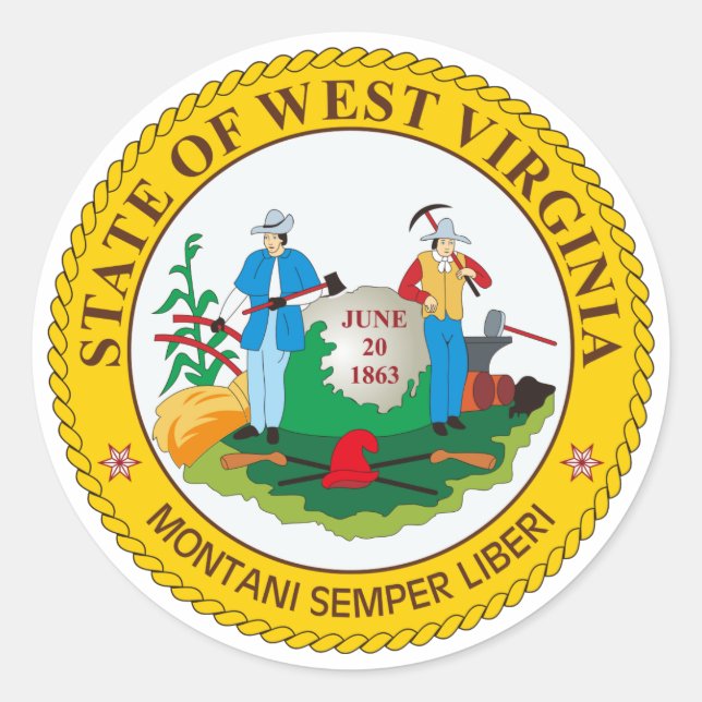 Adesivo Redondo West Virginia State Seal (Frente)