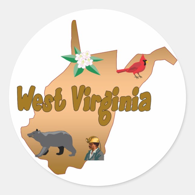 Adesivo Redondo West Virginia Sticker (Frente)