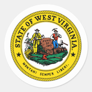 Adesivo Redondo West Virginian Seal, Selo do West Virginia Sticker