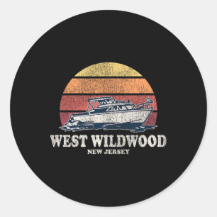 Adesivo Redondo West Wildwood Nj Vintage Barco 70s Retro Boat De
