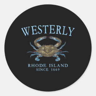 Adesivo Redondo Westerly Rhode Island Crab Town Desde 1669 Ciano