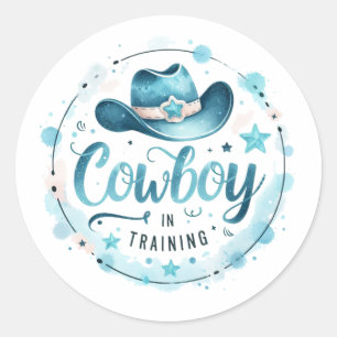 Adesivo Redondo Western Baby Boy Chá, Crianças Cowboy