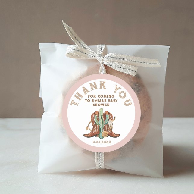 Adesivo Redondo Western Baby Girl Chá Obrigado A Favor Dos Sticker (Criador carregado)