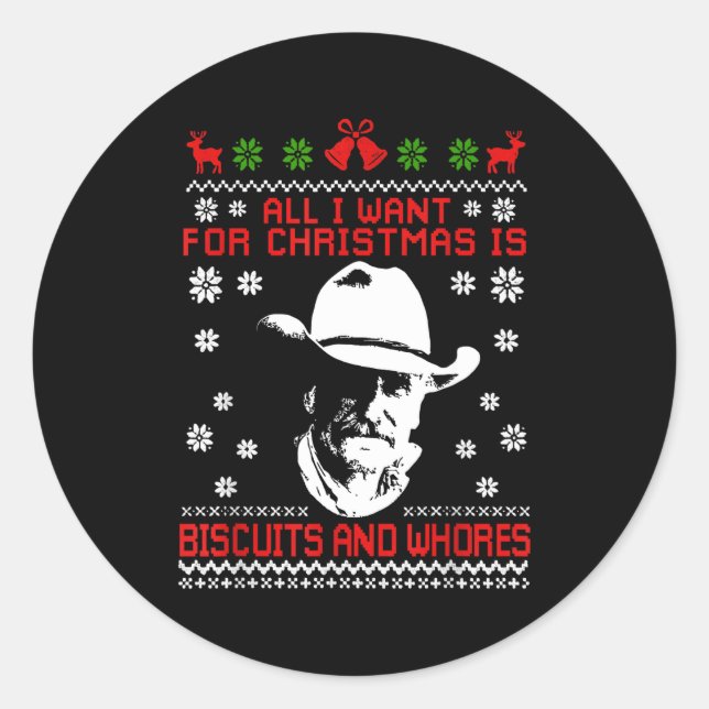 Adesivo Redondo Western Biscuits And S Christmas Quote  (Frente)