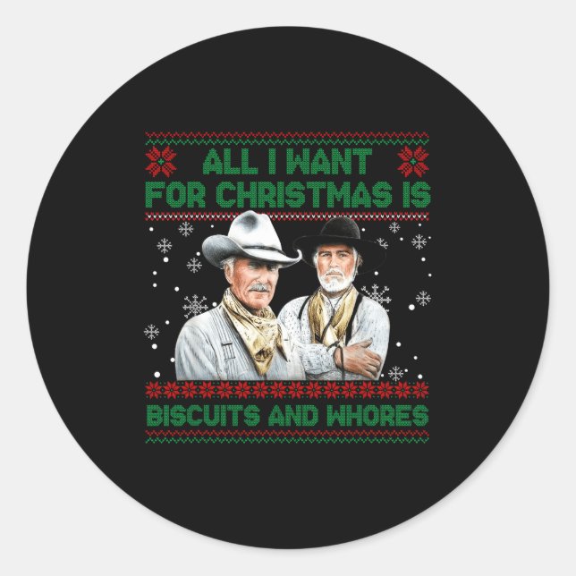 Adesivo Redondo Western Biscuits And S Christmas Quote  (Frente)