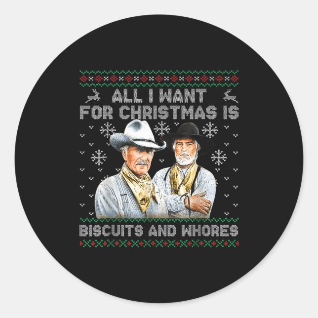 Adesivo Redondo Western Biscuits And S Christmas Quote  (Frente)