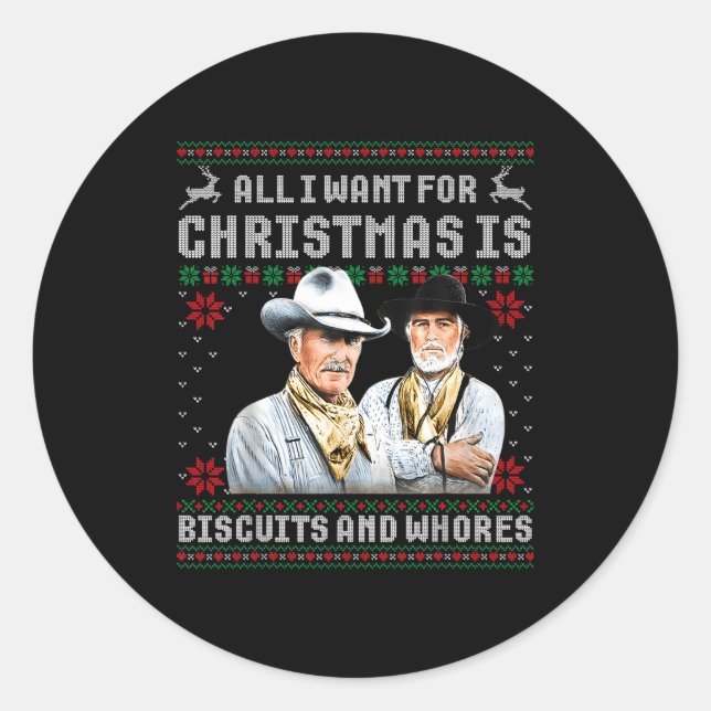 Adesivo Redondo Western Biscuits And S Christmas Quote Retro  (Frente)