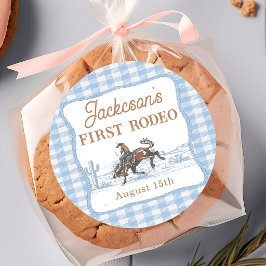 Adesivo Redondo Western Blue Cowboy Rodeo Birthday Sticker