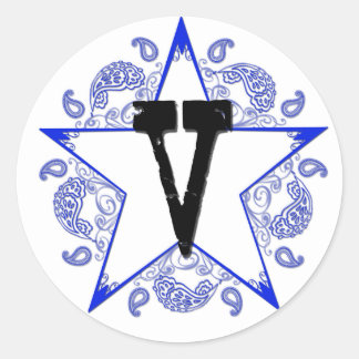 Adesivo Redondo Western Blue "V" Mongoram Sticker