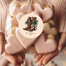 Adesivo Redondo Western Bow & Boots Christmas