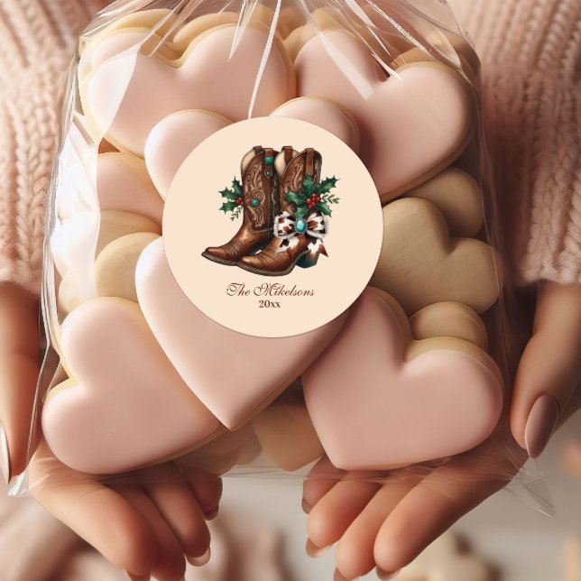 Adesivo Redondo Western Bow & Boots Christmas  (Criador carregado)