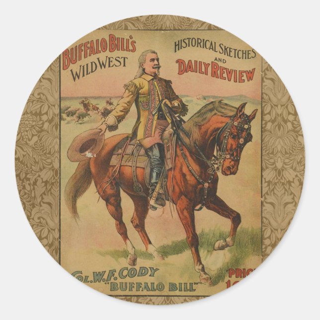 Adesivo Redondo Western Buffalo Bill Wild West (Frente)