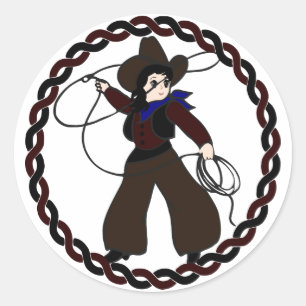 Adesivo Redondo Western Cowgirl Sticker