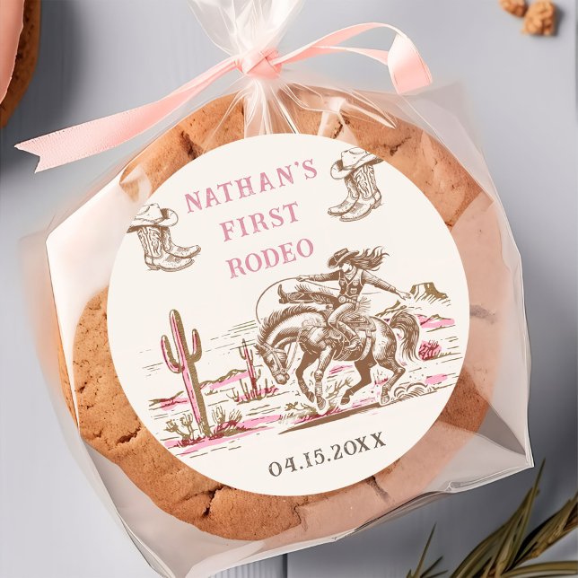 Adesivo Redondo Western Desert Boots Rodeo Birthday Sticker (Criador carregado)