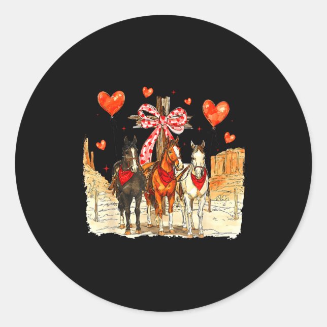 Adesivo Redondo Western Horse Valentine Funny Western Valentines D (Frente)