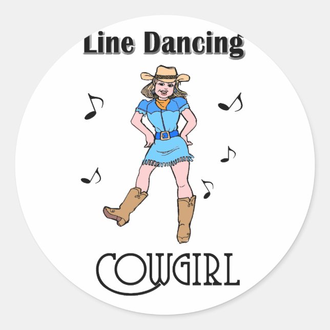 Adesivo Redondo Western "Line Dancing Cowgirl" (Frente)