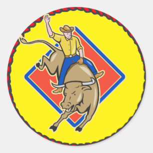 Adesivo Redondo Western Rodeo Cowboy Bull Rider