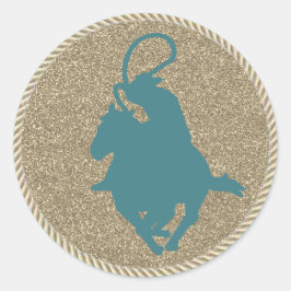 Adesivo Redondo Western Rodeo Cowboy Roping